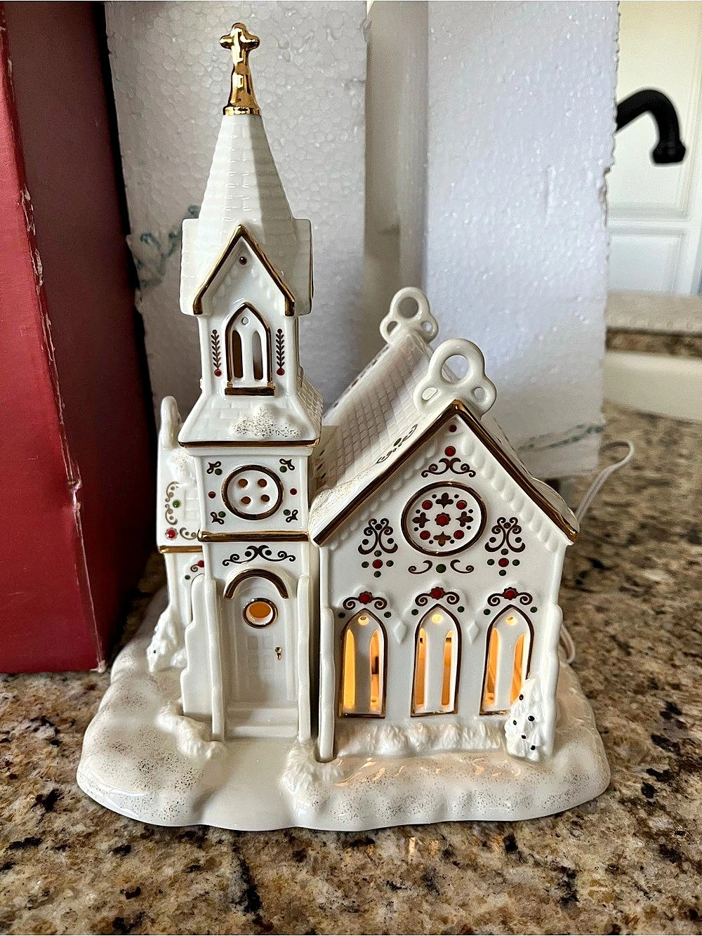 Lenox Village Park Village Church Lighted Holiday Decor